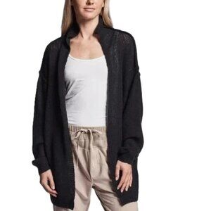 James Perse Loose Stitch Wool Cashmere Cardigan Sweater Knit Open Front Collar